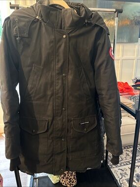 Vintage Canada Goose Black Jacket with Red, White & Blue Sleeve Badge